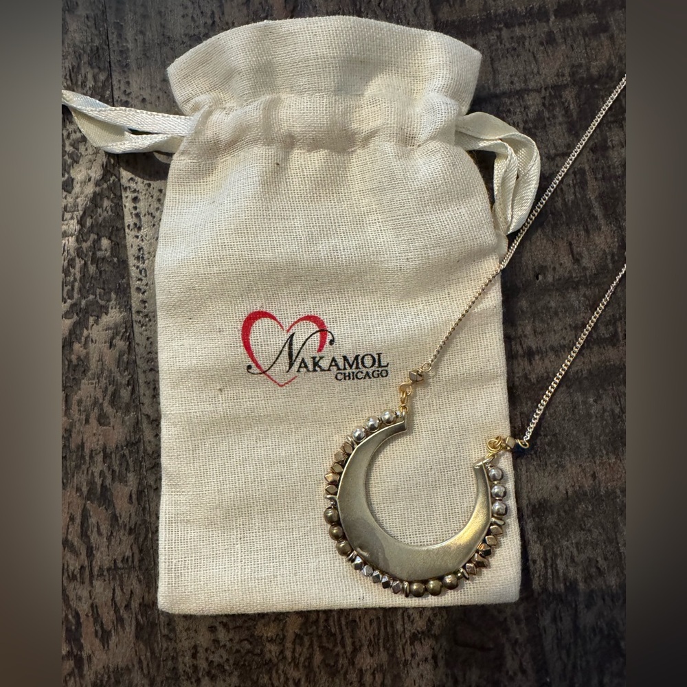 Nakamol Chicago Gold and Silver Crescent Necklace